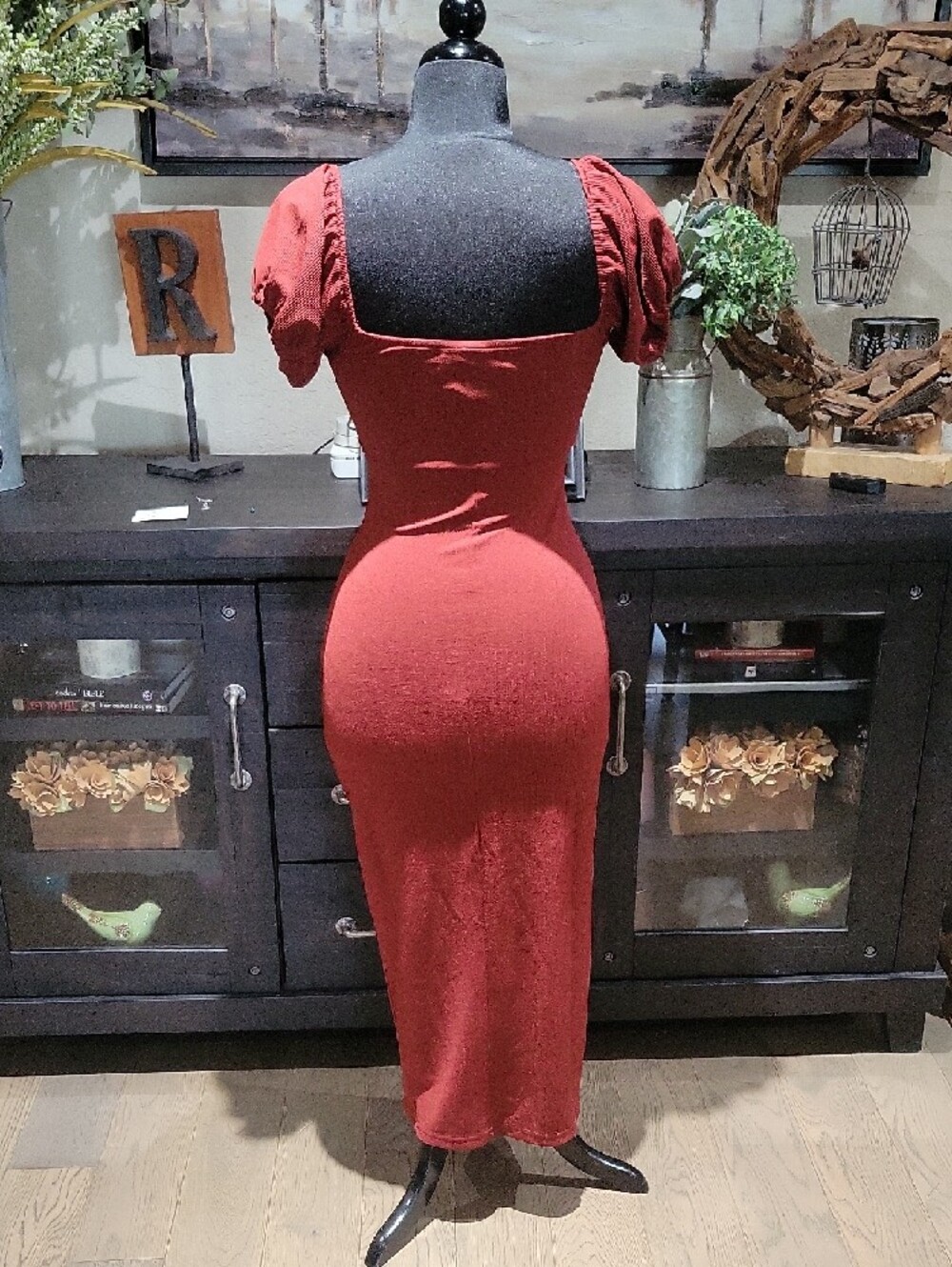 Windsor Rust Red Tie-Front Button Midi Dress - Picture 4 of 4